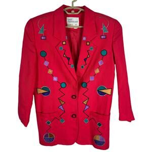 Gary Fabrikant Embroidered 2-button Blazer Jacket 1992 VINTAGE art to wear 90s